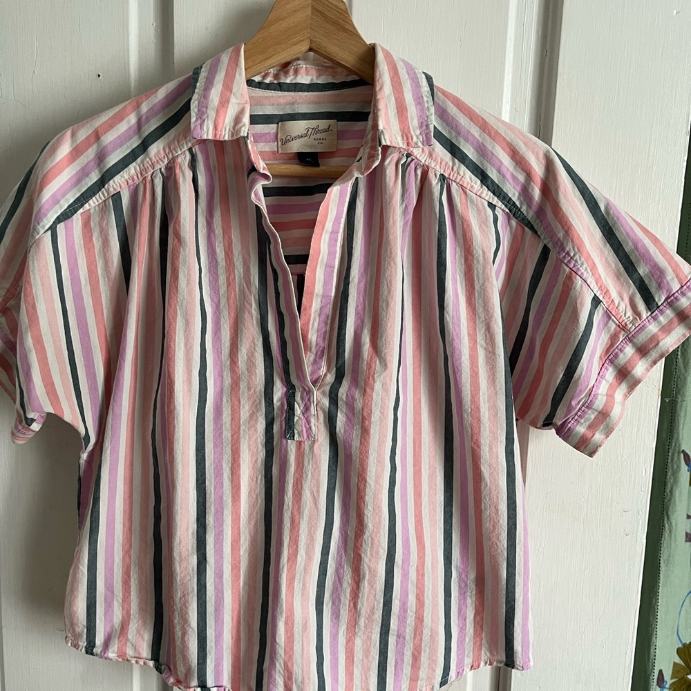 Universal Thread Pink Striped Blouse - image 1